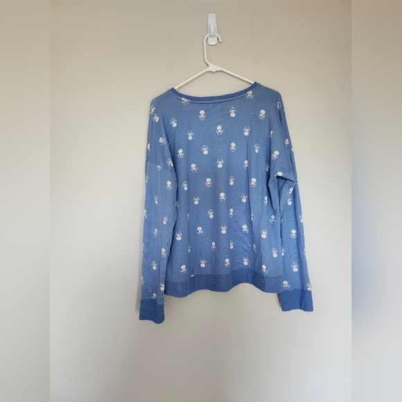 LC Lauren Conrad Snowman 2 Piece Pajamas Set Blue White Soft Jogger Pants XL - Picture 4 of 7